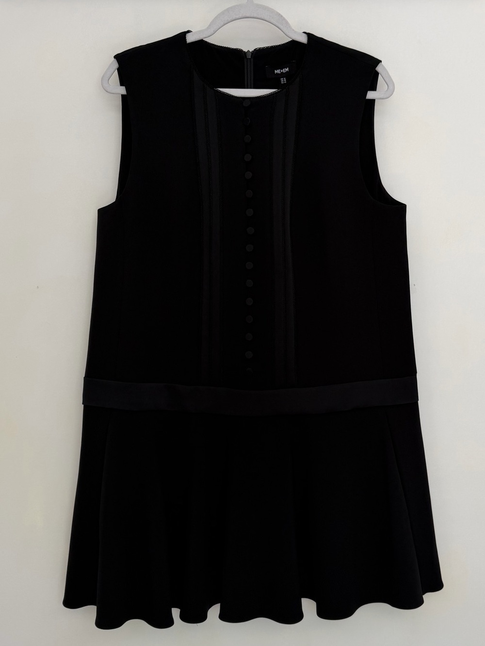 NWT ME + EM Fluid Tux Black Sleeveless Pleated Mini Shift Dress